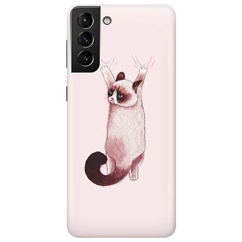фото Ультратонкий силиконовый чехол-накладка для samsung galaxy s21 plus с принтом "недовольный кот" gosso