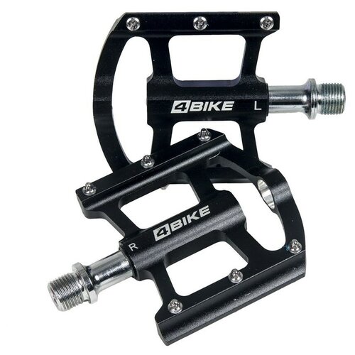 фото Педали 4bike k325 черные, 110х81х10,5 мм, 2 пром.подшипника,1 втулка скольжения, ось cr-mo,12 шипов nika