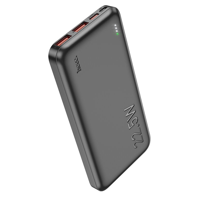 Универсальный Доп. Аккумулятор 10000mAh, J101, HOCO, выход: 2 USB (22.5W)+1 PD (20W), черный