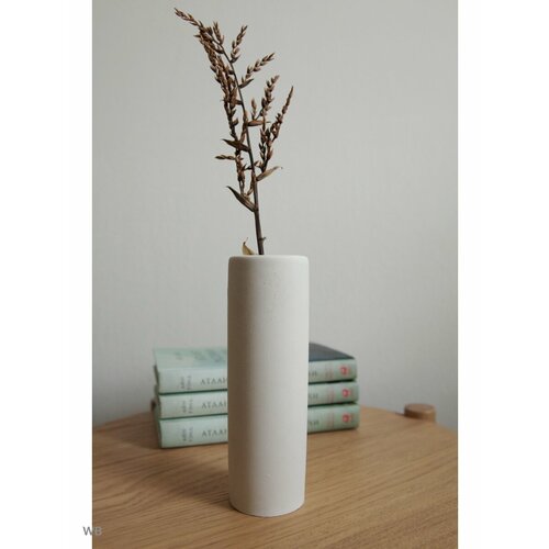 Ваза ZAVOD BETON высота 20 см, диаметр 6 см, бетон, настольная, для сухоцветов