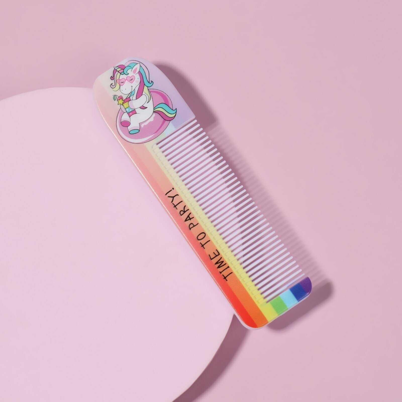 Расчёска «единорог пати», с ручкой, фигурная, 14,7 × 3,7, разноцветная