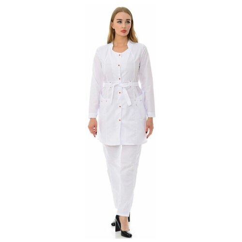 фото Халат медицинский женский "сильва" 004-1.1.0 (46/белый д/р/тиси люкс) medicalwear