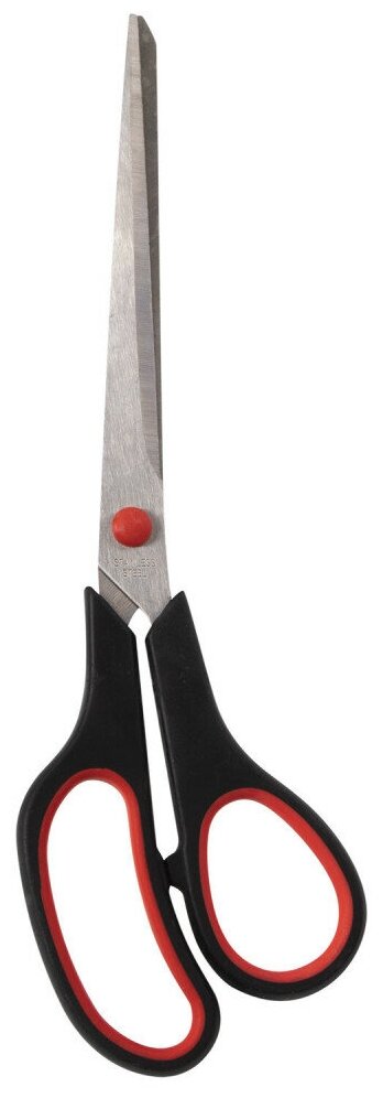 Ножницы STAFF EVERYDAY, 235 мм, бюджет, резиновые вставки, черно-красные, ПВХ чехол, 237501, 1 шт