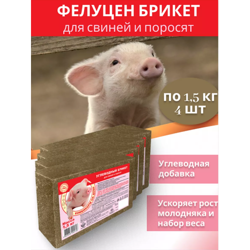 Комплект УКК для с/х и диких животных серии «Фелуцен»: Углеводный брикет для свиней и поросят (1,5кг), 4 штуки
