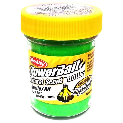 Насадка Berkley PowerBait Natural Scent Glitter Trout Bait, 50 г, 50 мл, garlic spring green