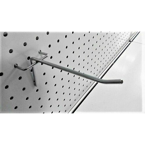 Крючок оцинкованный одинарный, шаг 25 (для перфорированных стеллажей) 100 мм (d - 4 mm) - 10 шт