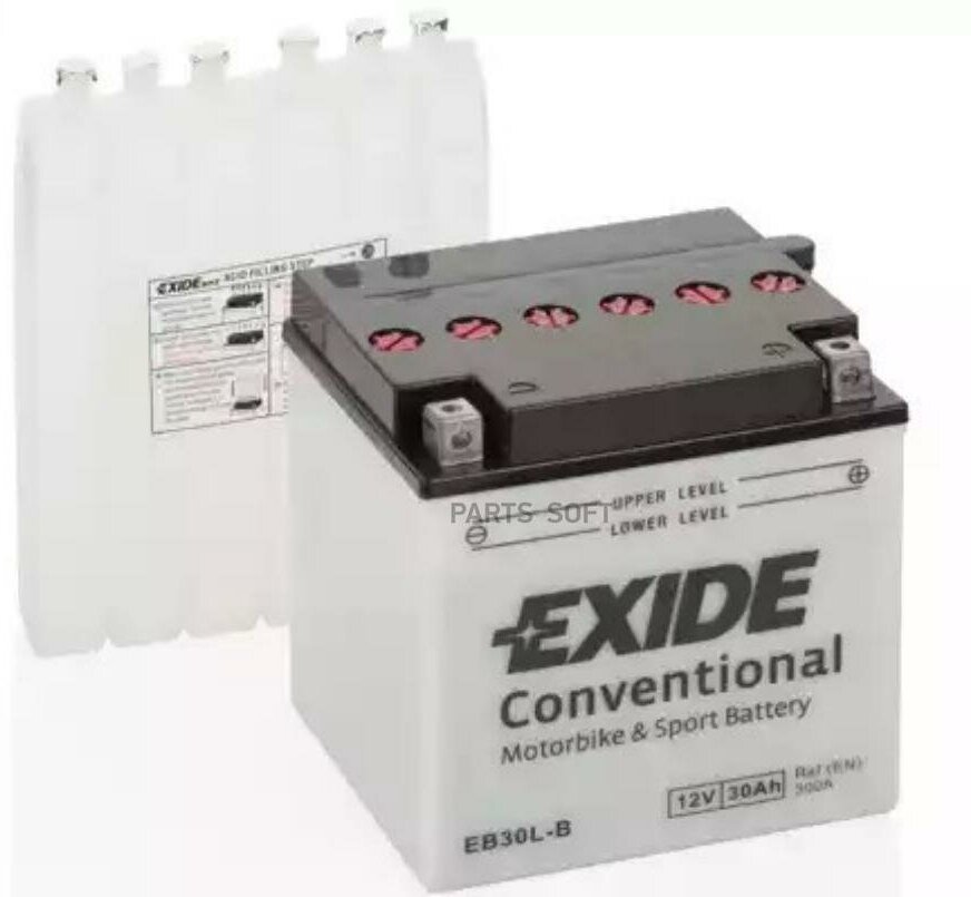 EXIDE EB30LB EXIDE EB30L-B_аккумуяторная батарея! евро 30Ah 300A 165x130x176 moto\