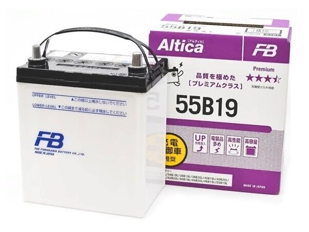 Аккумулятор автомобильный Furukawa Battery Altica Premium 50 А/ч 450 А обр. пол. 55B19L Азия авто (187x127x227) без бортика