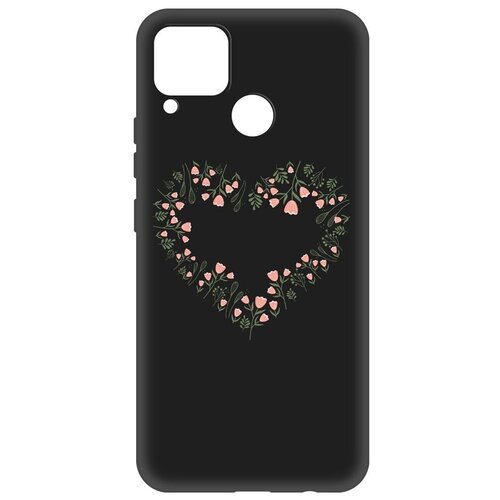 Чехол-накладка Krutoff Soft Case Женский день - Цветочное сердце для Realme C15 черный