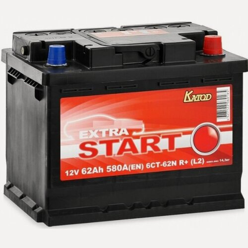 Изображение товара Аккумулятор Extra Start 62e 6СТ-62N R+ (L2), 242x175x190, обратная полярность, 62 Ач