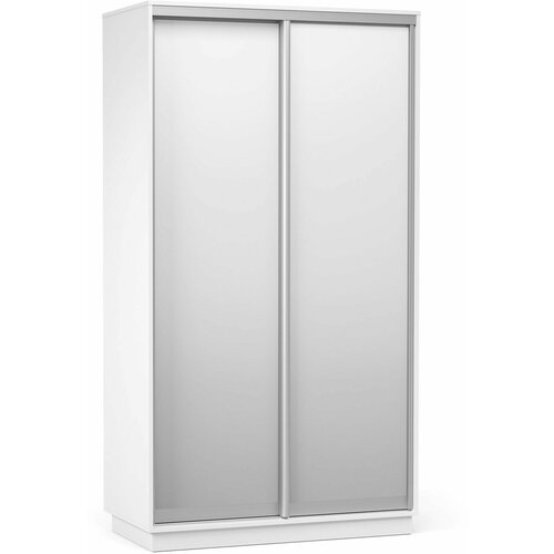 Шкаф-купе для одежды Тетрис с двумя зеркалами, с полками и штангой, 120х60х220, Белый жемчуг