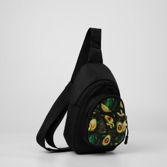 Сумка-рюкзак Авокадо , 15х10х26 см, отд на молнии, н/карман, регул ремень, чёрный