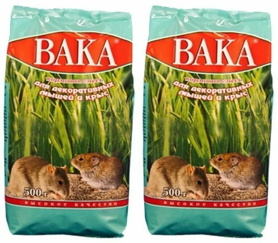 Вака Сухой корм для декоративных мышей крыс 2х500 гр