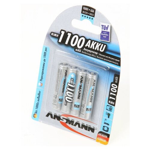 фото Аккумулятор ansmann lr03 aaa 1100 mah (уп 4 шт)