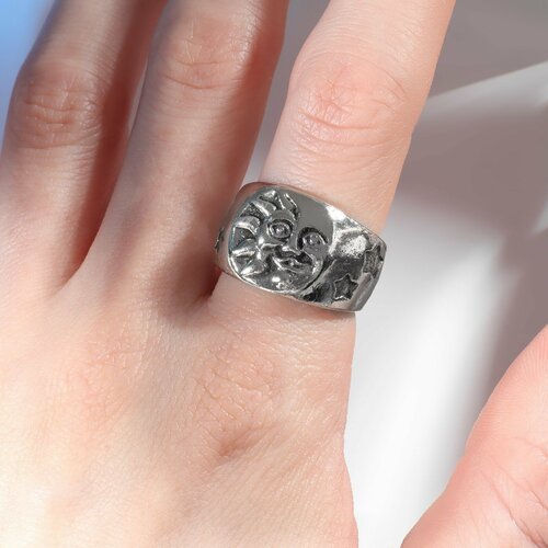 Кольцо ТероПром, размер 18, серебряный кольцо теропром стекло размер 18 серебряный