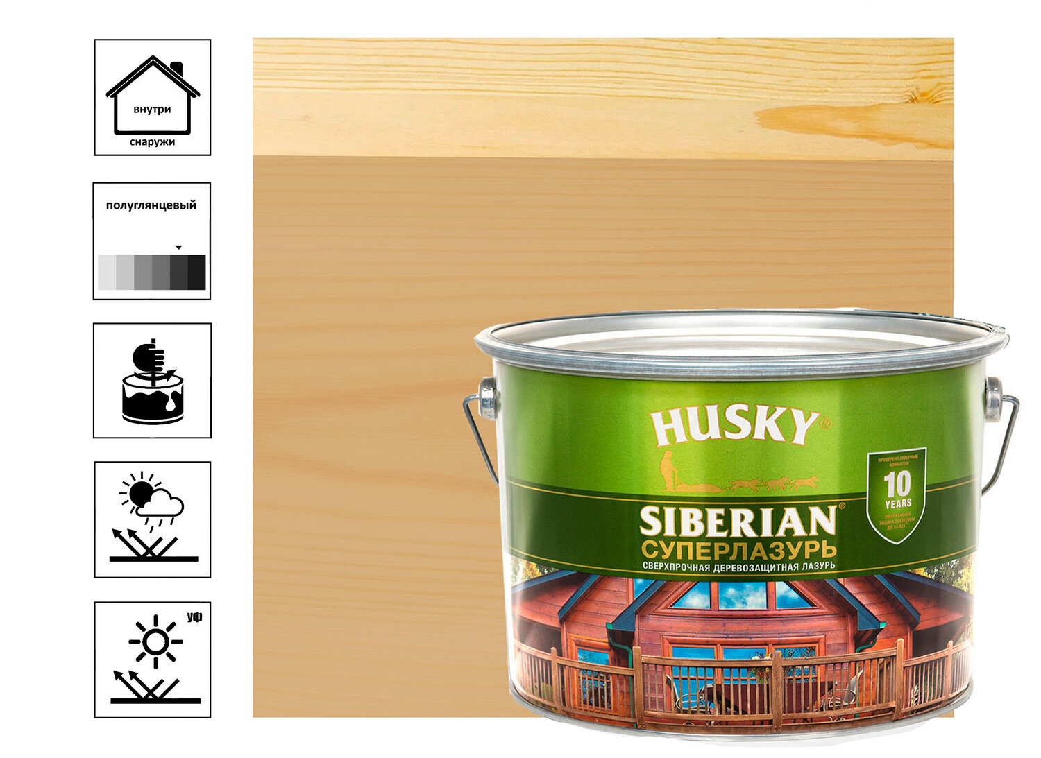 Суперлазурь Husky Siberian дуб 9л - фотография № 2
