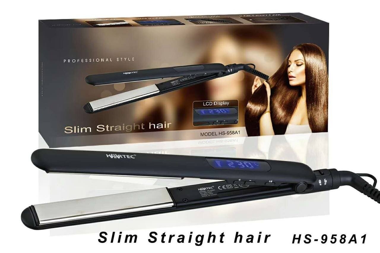 Плойка для волос/PERFECT STRAIGHTENING/титановое покрытие/выпрямление/HS-958A1/черный - фотография № 1