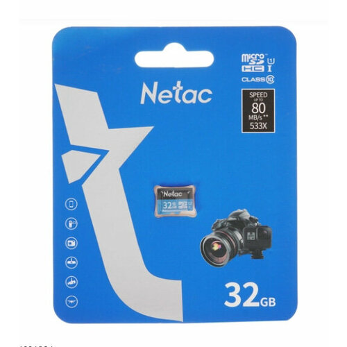 Карта памяти Netac P500 MicroSDHC 32Gb черный