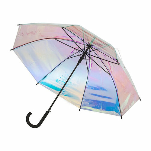 Зонт-трость CM, полуавтомат, купол 95 см, 8 спиц, прозрачный, для женщин, бесцветный