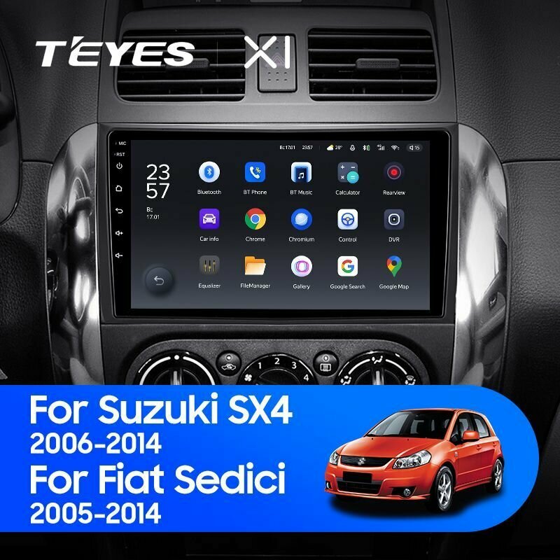 Магнитола Teyes X1 4/64GB для Suzuki SX4 2006-2014, штатная магнитола, 8-ми ядерный процессор, IPS экран, DSP, 4G, Wi-Fi, 2 DIN