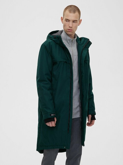Пальто Free Flight зимнее, силуэт прямой, удлиненное, подкладка, карманы, утепленное, размер 46, зеленый
