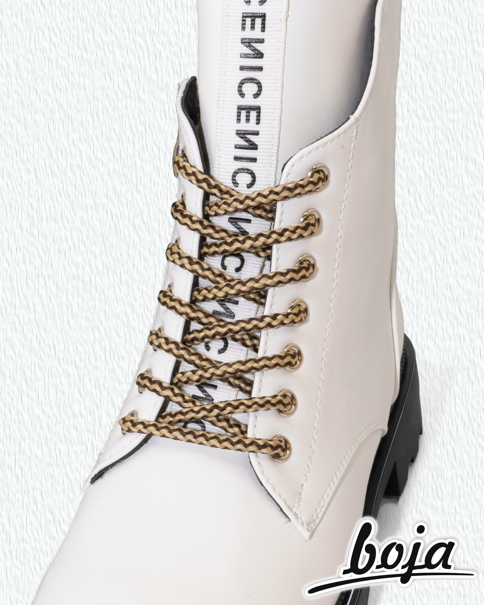 Шнурки для обуви BOJA (ЭФА), круглые, бежевые / коричневые, 150 см, для кроссовок; ботинок; кед; бутсов