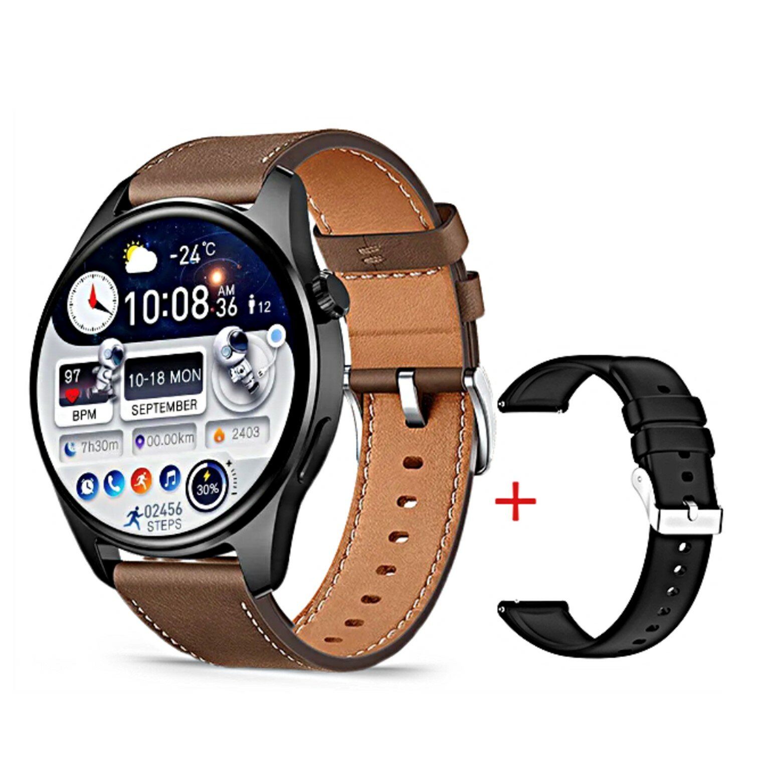 Умныеарт часы HK4 HERO Premium Smart Watch AMOLED iOS Android 2 ремешка