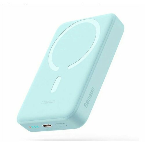 Внешний аккумулятор Baseus Magnetic Mini Wireless Fast Charge Power bank, 6000mAh, 20W, 2022 Editionc, Blue внешний аккумулятор baseus magnetic mini wireless fast charge power bank 6000mah 20w 2022 editionc pink ppcx130004