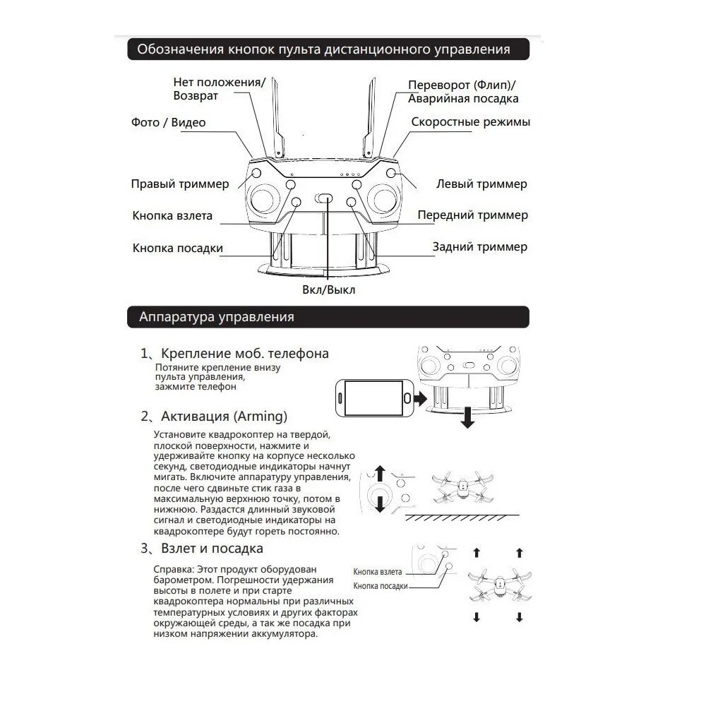 Квадрокоптер на пульте управления с камерой передача изображения наартфон размер 175х145х5 сумка для хранения