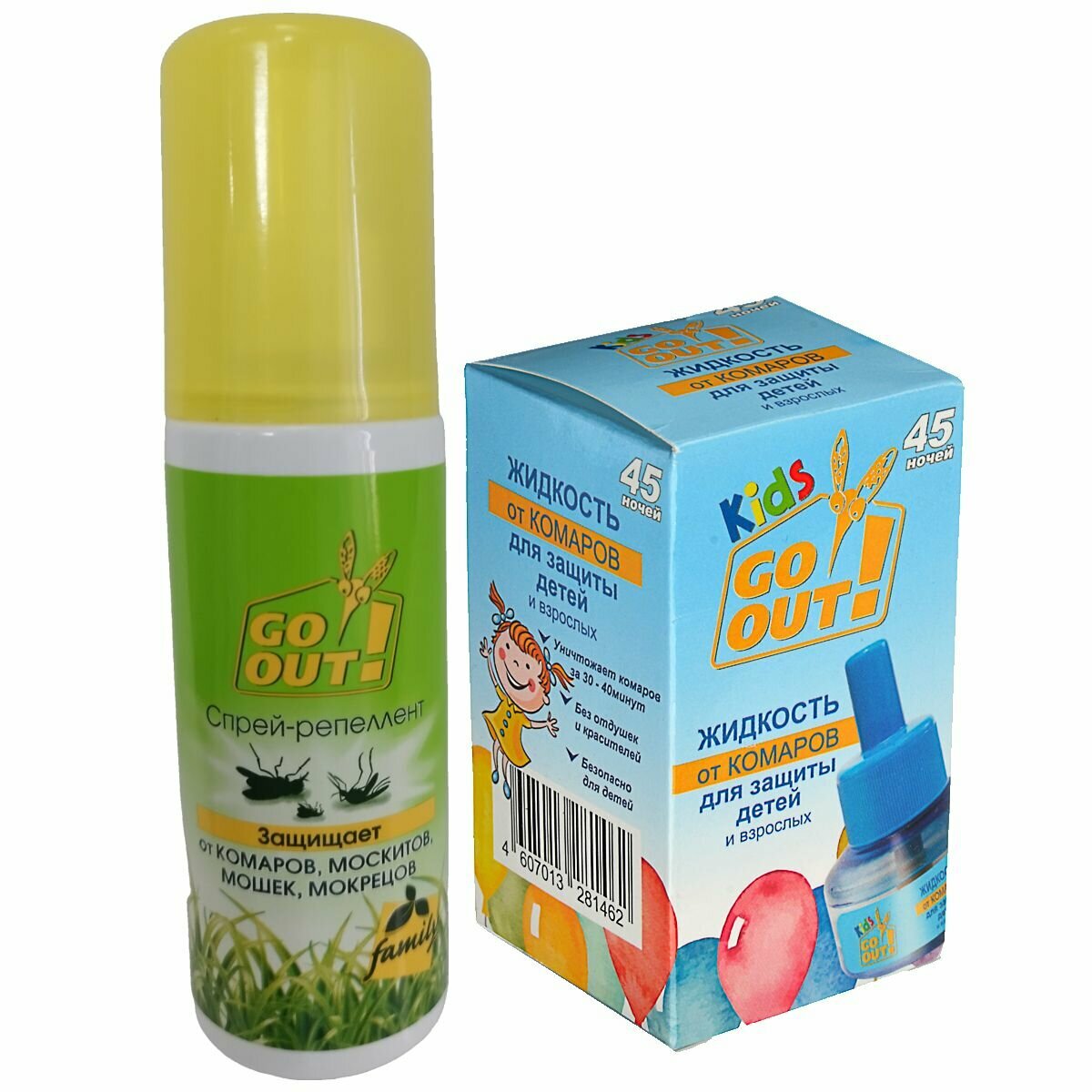 Набор: Жидкость от комаров для защиты детей без запаха "CO OUT!" 30 мл, 45 ночей активное действие, Спрей-лосьон от комаров для детей с 2-х лет 100 мл, аромат лимон