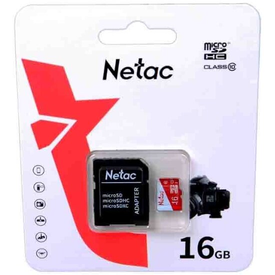 Карта памяти Netac P500 ECO MicroSDHC 16GB Class 10 UHS-I 30Mb/s + ADP (NT02P500ECO-016G-R)