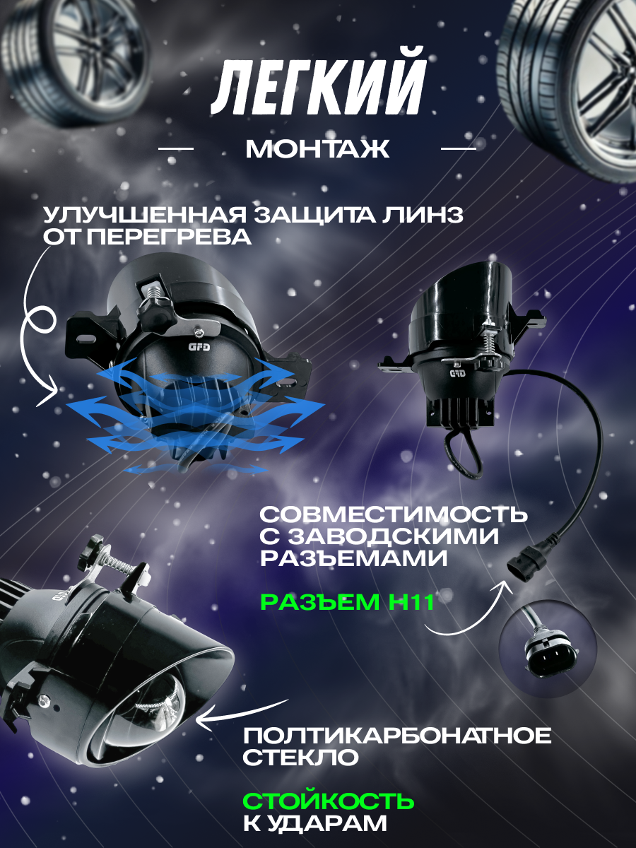 Лазерные противотуманные фары VILLET, туманки Ниссан Кашкай / Альмера / Теана, птф Инфинити и Рено — фото 1