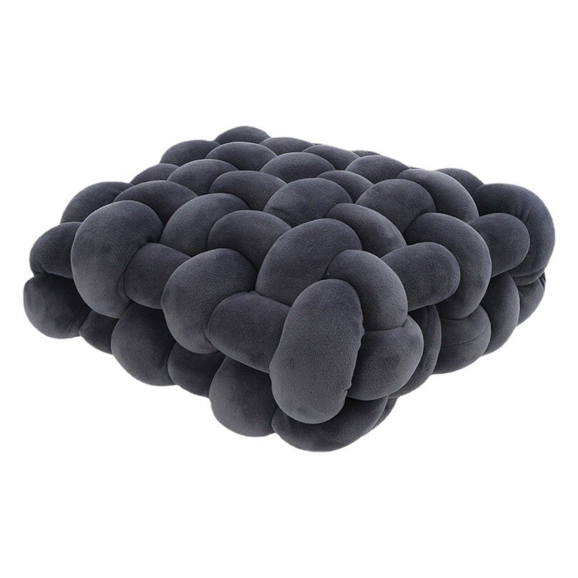 Amazon Nordic Ins Cushion Braided Pillow Square Backrest Plush Pillow Sofa Cushion Decorative Bay Window Cushion Dark gray 33*33*12CM — фото 1