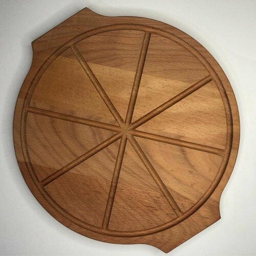 Сервировочная доска для пиццы с ручками и разметкой бук D-35 толщина 2 cм Luxstahl 1355₽