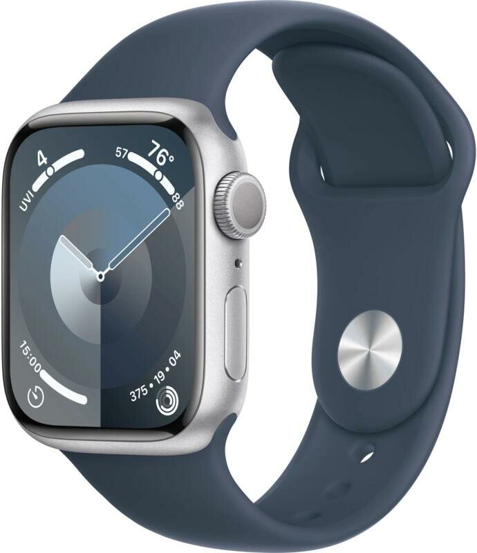 Часы Apple Watch Series 9 45mm Aluminium Case Silver/Blue Sport Band S/M