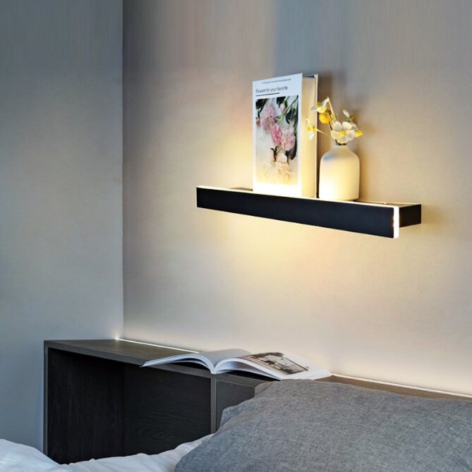 Светильник настенный - декоративная полочка DZN-65159 черный D400/H45*90/1/LED/8W/4000K с выключателем