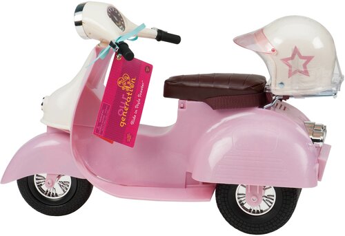 Скутер со шлемом для куклы 46 см; розовый