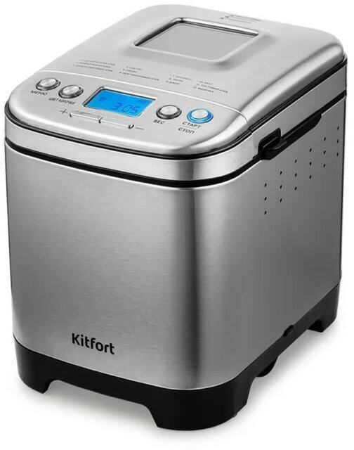 Хлебопечь Kitfort Кт-306, 450 Вт, 12 программ, до 0.75 кг, выбор цвета корочки, серебристая Kitfort
