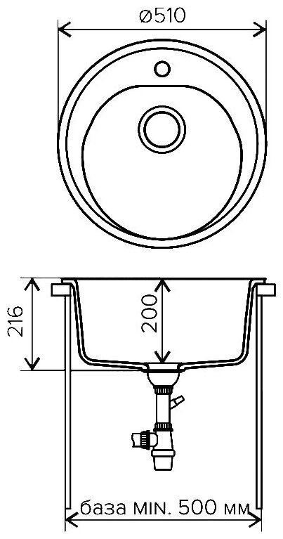 Мойка POLYGRAN Atol-520 черный - фотография № 3