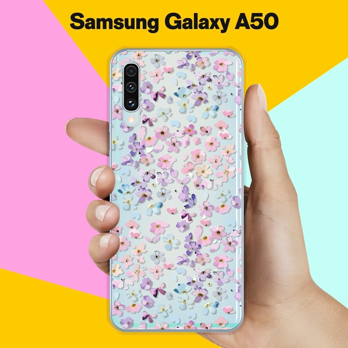 Силиконовый чехол на Samsung Galaxy A50 Розовые цветы / для Самсунг Галакси А50