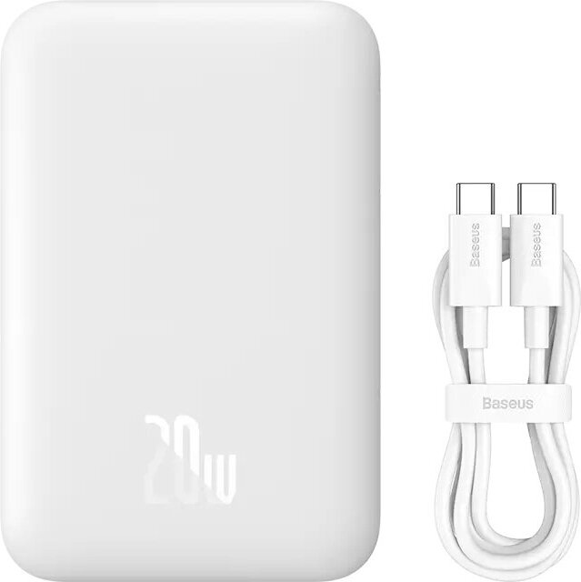 Внешний аккумулятор с поддержкой беспроводной зарядки Xiaomi Baseus Magnetic Wireless Charging Power Bank 6000 mAh 20W White (PPCXM06)