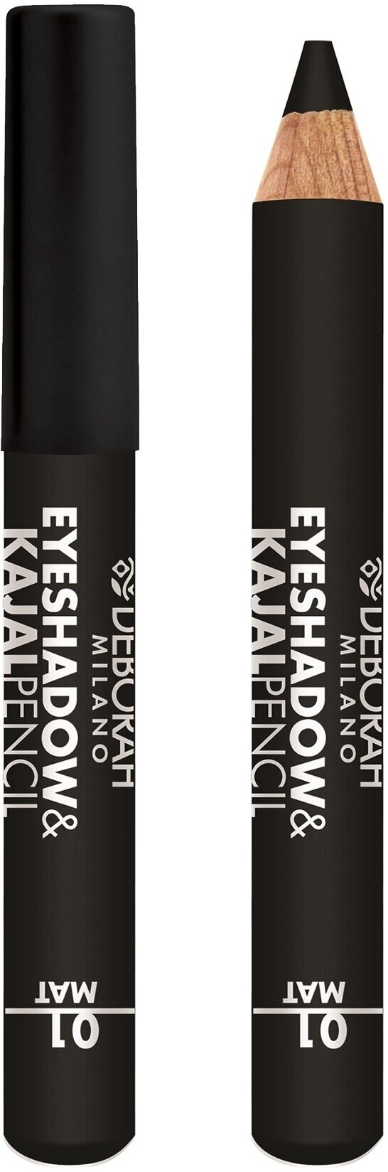 DEBORAH MILANO Тени-карандаш для век Eyeshadow&Kajal Pencil, 2 г, 01 Матовый черный