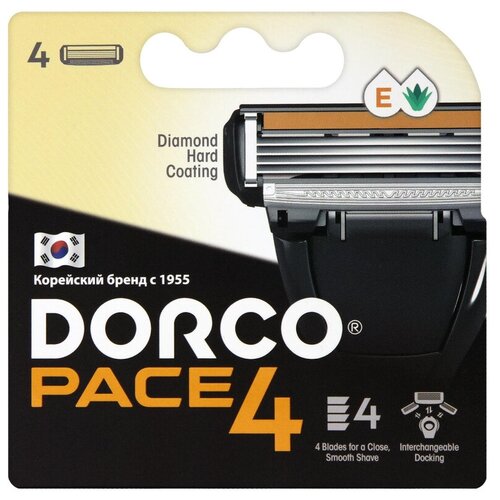 Сменные кассеты для бритья Dorco PACE4, 4лез. FRA1040 4 шт/уп сменные кассеты eve 6 6 лезвий увл полоска 4 кассеты
