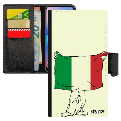 фото Чехол-книжка для смарфона xiaomi redmi note 6 pro, "флаг италии с руками" туризм страна utaupia