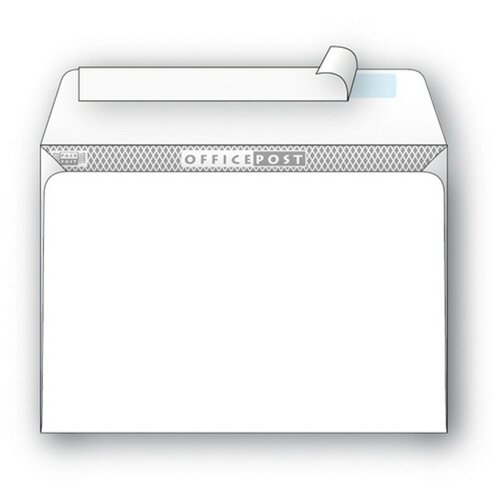 Конверт OfficePost С5 80 г/кв. м белый стрип с внутренней запечаткой (1000 шт в уп) 76402