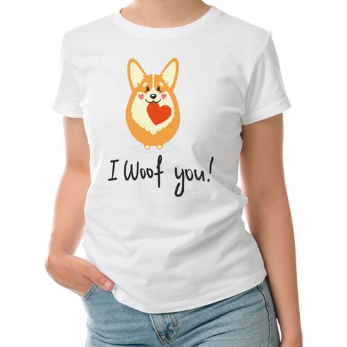 Женская футболка «Собака порода Корги» (S, белый)