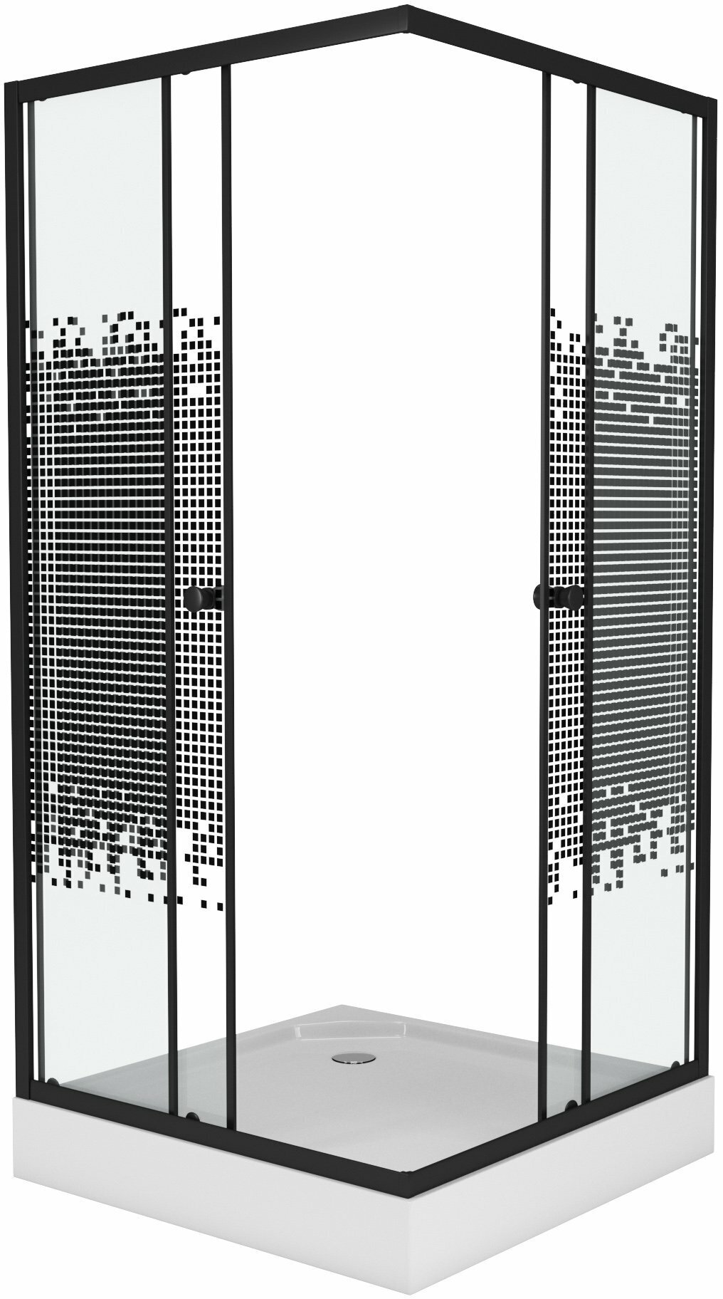 Душевой уголок Niagara Eco NG-008-14Q BLACK мозаика 80x80 с поддоном