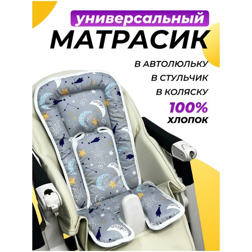 Универсальный вкладыш-матрасик Capina Хлопок 100% / Луна Серая