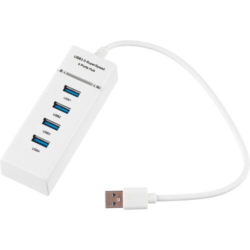 USB 3.0 концентратор, разветвитель, хаб GSMIN B30 на 4 порта USB 3.0 переходник, адаптер до 5 Гбит/с (20 см) (Белый)