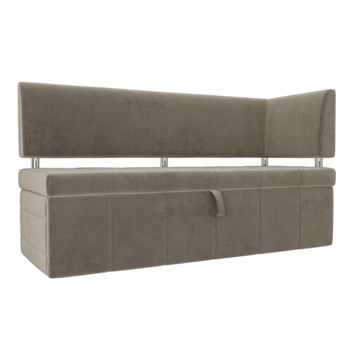 Кухонный прямой диван Стоун с углом правый, Велюр, Модель 107269